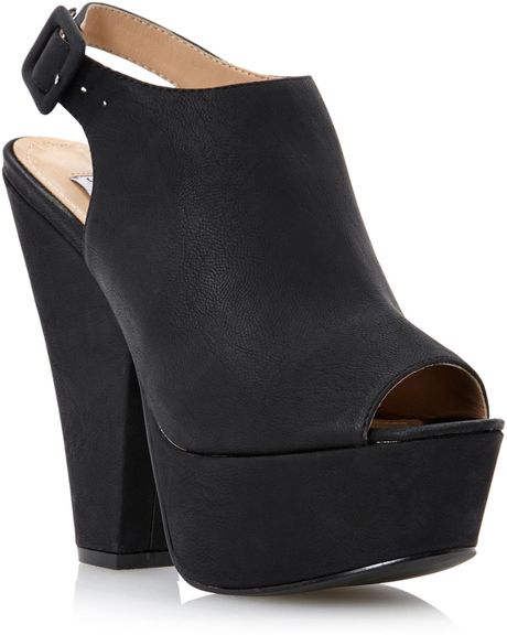 Steve Madden Gabby Xtreme Platform Sling Back Sandals in Black | Lyst