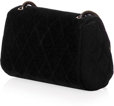 Topshop Velvet Quilted Crossbody Bag in Black