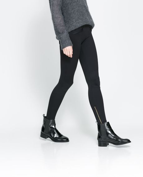 Zara Zip Leggings in Black | Lyst