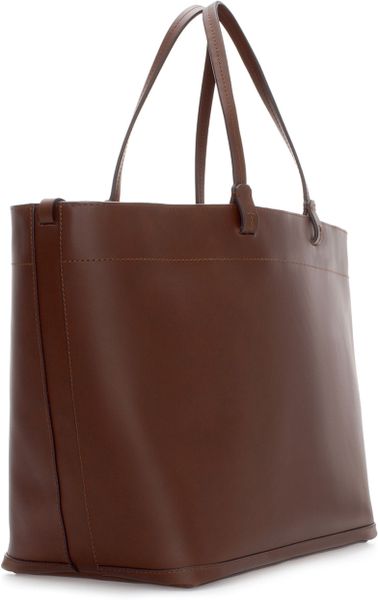 Zara Leather Tote Shopper in Brown (Leather) | Lyst