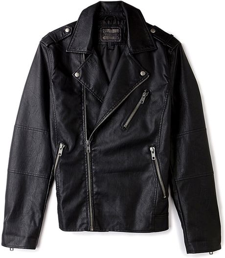 Forever 21 Faux Leather Moto Jacket in Black for Men | Lyst