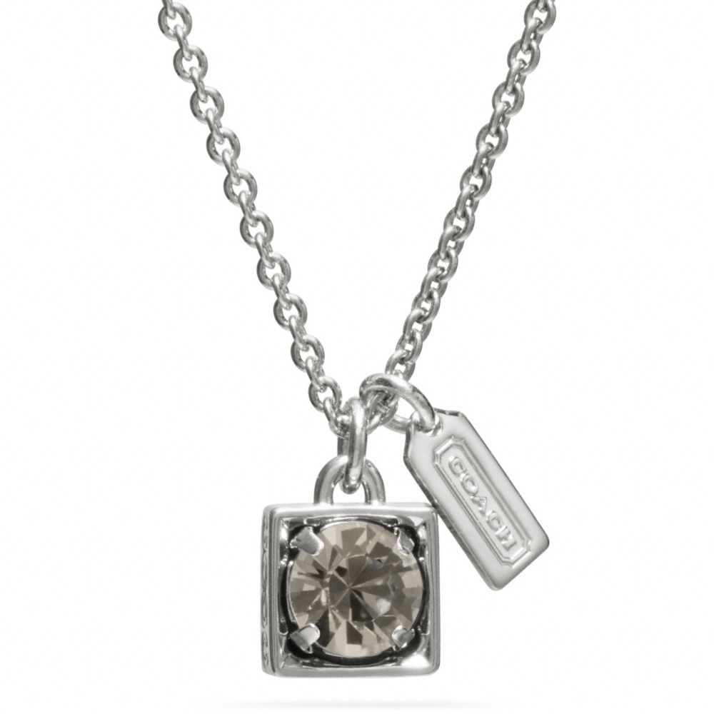 Coach Beveled Square Pendant Necklace in Silver (SILVER/BLACK) Lyst