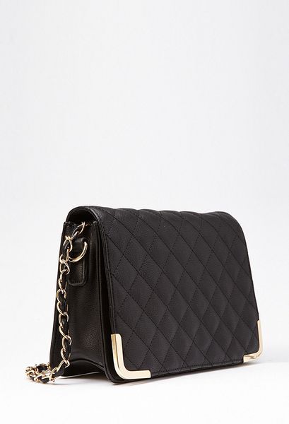 Forever 21 Quilted Metal Trim Crossbody Bag in Black | Lyst