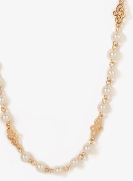 Forever 21 Pearlescent Filigree Necklace in Gold (CREAMGOLD)