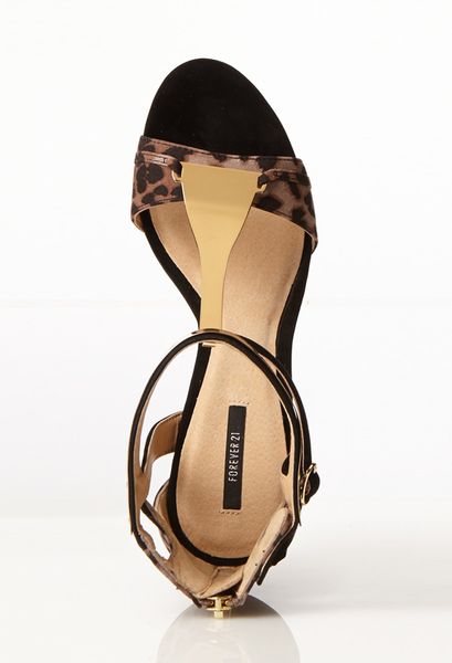 Forever 21 Metal Tstrap Leopard Print Sandals in Brown (Blackbrown ...
