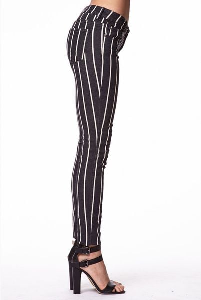 Forever 21 Vertically Striped Skinny Jeans In Gray Charcoalivory Lyst 2227