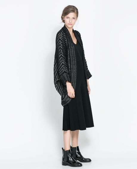 zara geometric jacquard cardigan