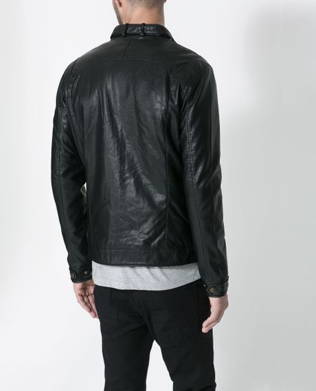Zara Faux Leather Jacket in Black for Men