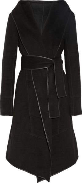 donna karan black hooded mac
