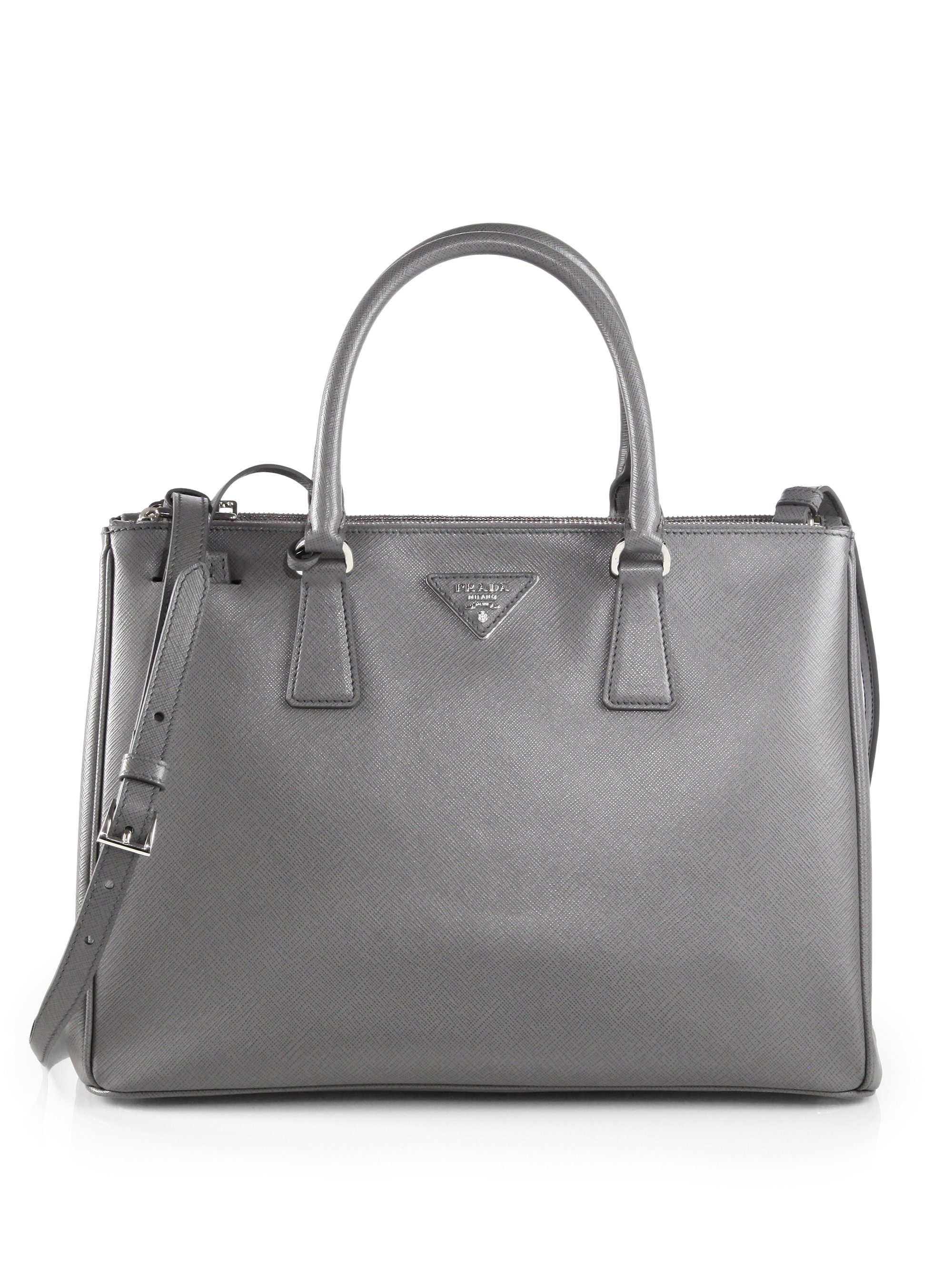 Prada Tote Bag: Prada Saffiano Lux Tote Bag Grey  