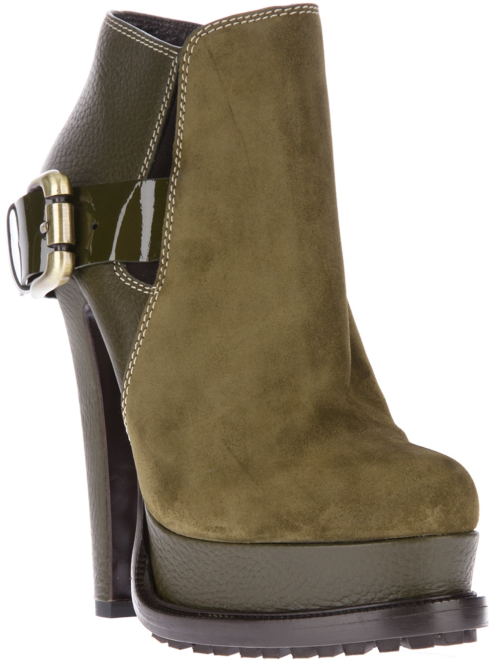 green platform ankle boots