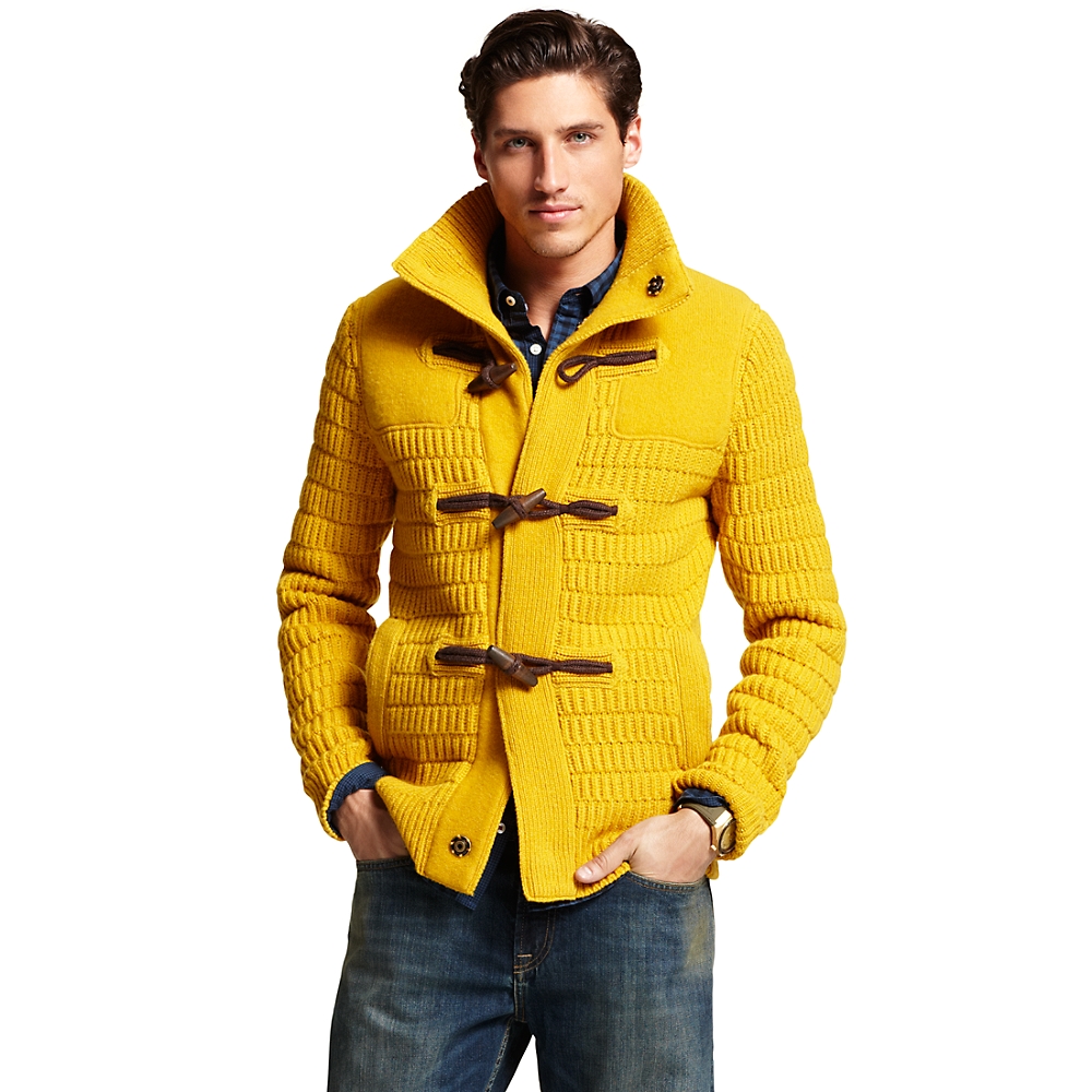Tommy Hilfiger Toggle Cardigan in Yellow for Men (HONEY MUSTARD HTR) Lyst
