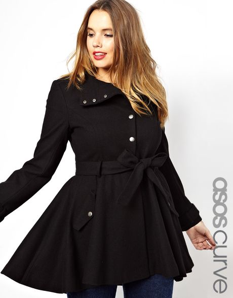 Asos Curve Asos Curve Fit Flare Coat in Black | Lyst