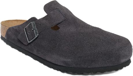 Birkenstock Boston Velvet Suede Shoes in Gray for Men (Velvet gray ...