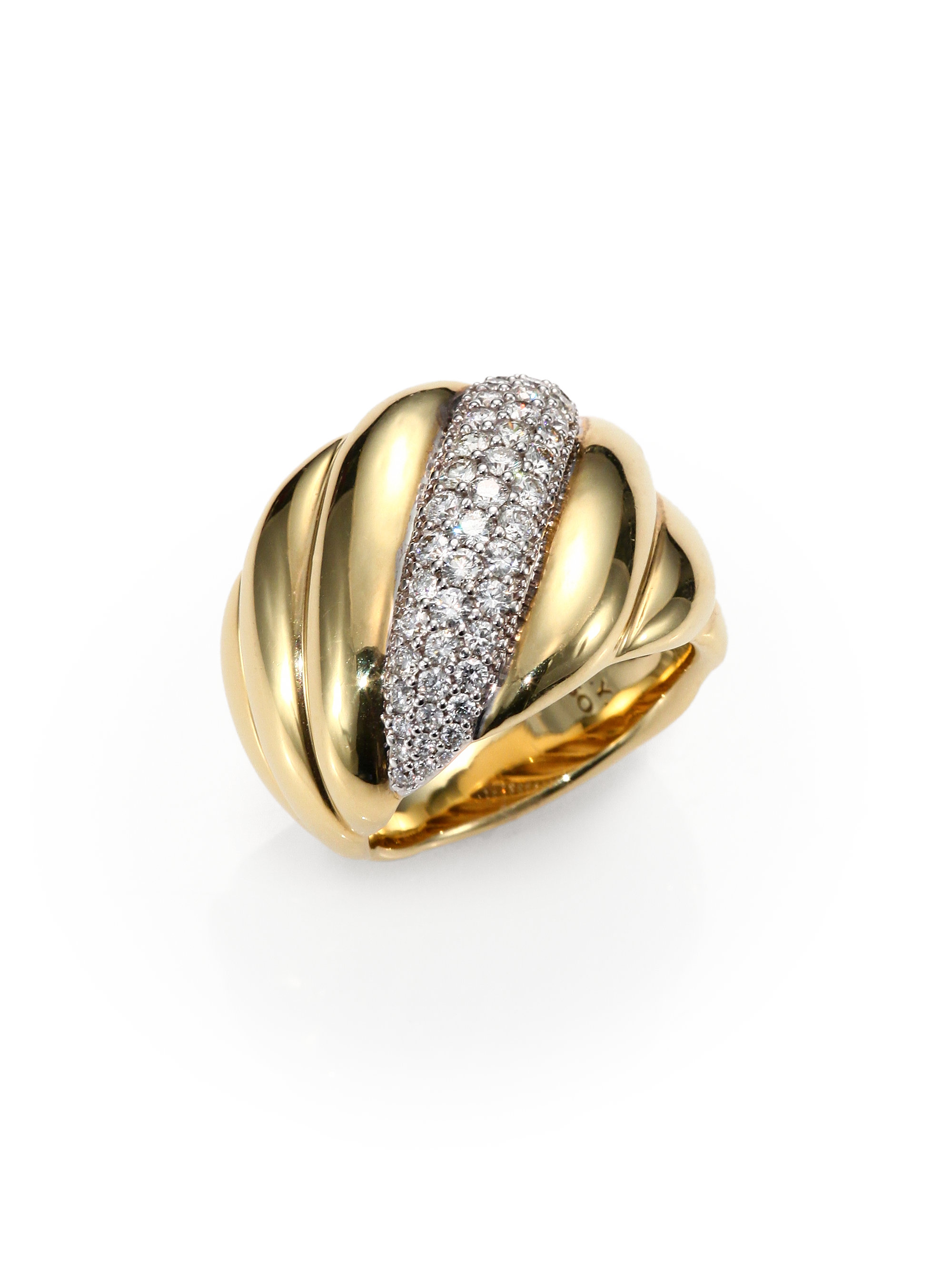 David Yurman Pave Diamond 18k Gold Sculpted Ring in Gold Lyst