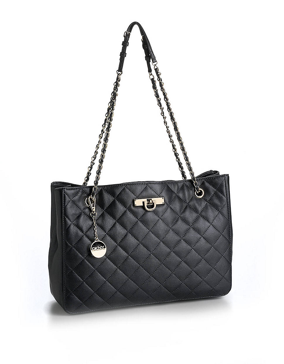 Dkny Quilted Leather Tote Bag in Black