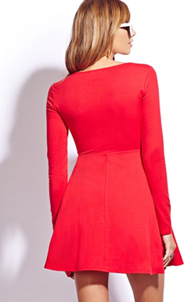 Forever 21 Casual Fit Flare Dress in Red