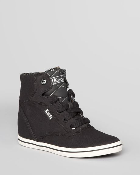 Keds Lace Up High Top Wedge Sneakers Rookie In Black Lyst