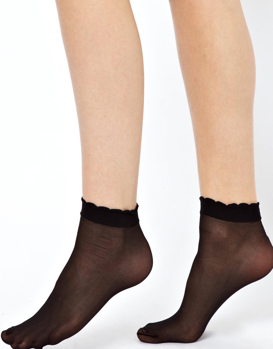 Asos Asos Sheer Frill Ankle Socks In Black Lyst