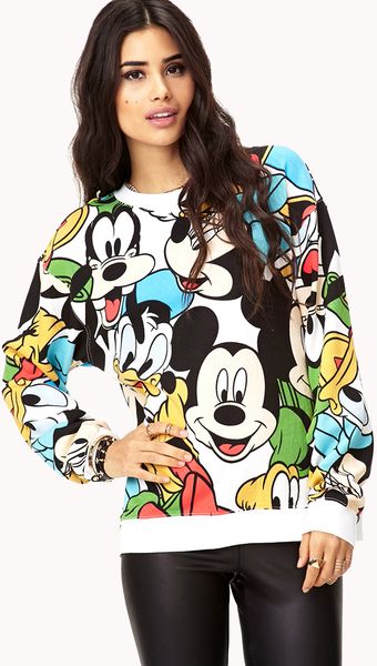 Forever 21 Disney Characters Sweatshirt in Multicolor (Whiteblack)