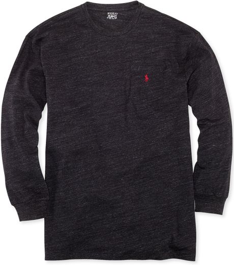 Ralph Lauren Classicfit Longsleeve Pocket Crew Neck Cotton Jersey Tshirt In Gray For Men Black 6310