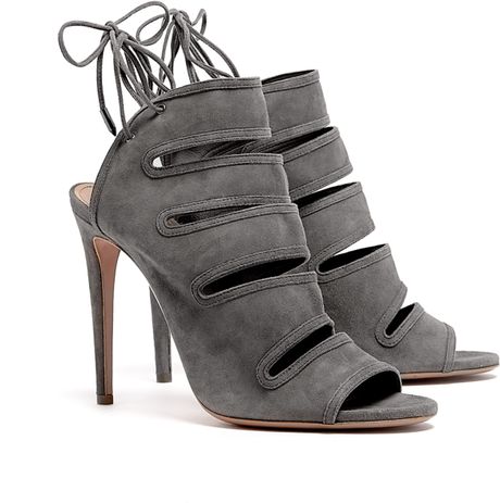 ... Sloane Grey Ankle Tie High Heel Sandals in Gray (grey) | Lyst