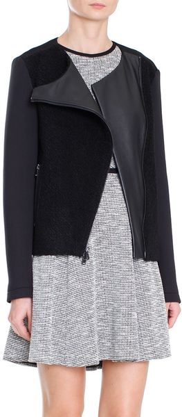 Tibi Boucle Knit Biker Jacket in Black Lyst