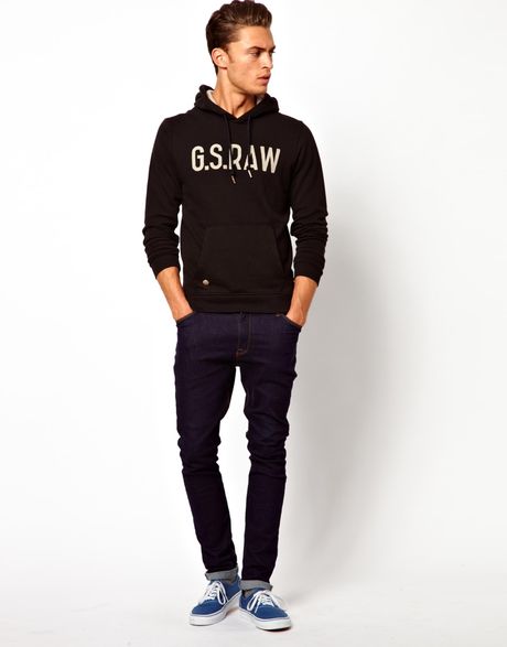 star Raw G Star Hoodie Snell Logo Front in Black for Men | Lyst
