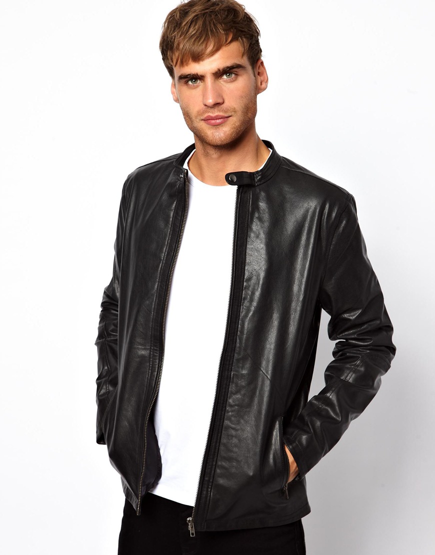Asos Selected Leather Jacket in Black for Men | Lyst