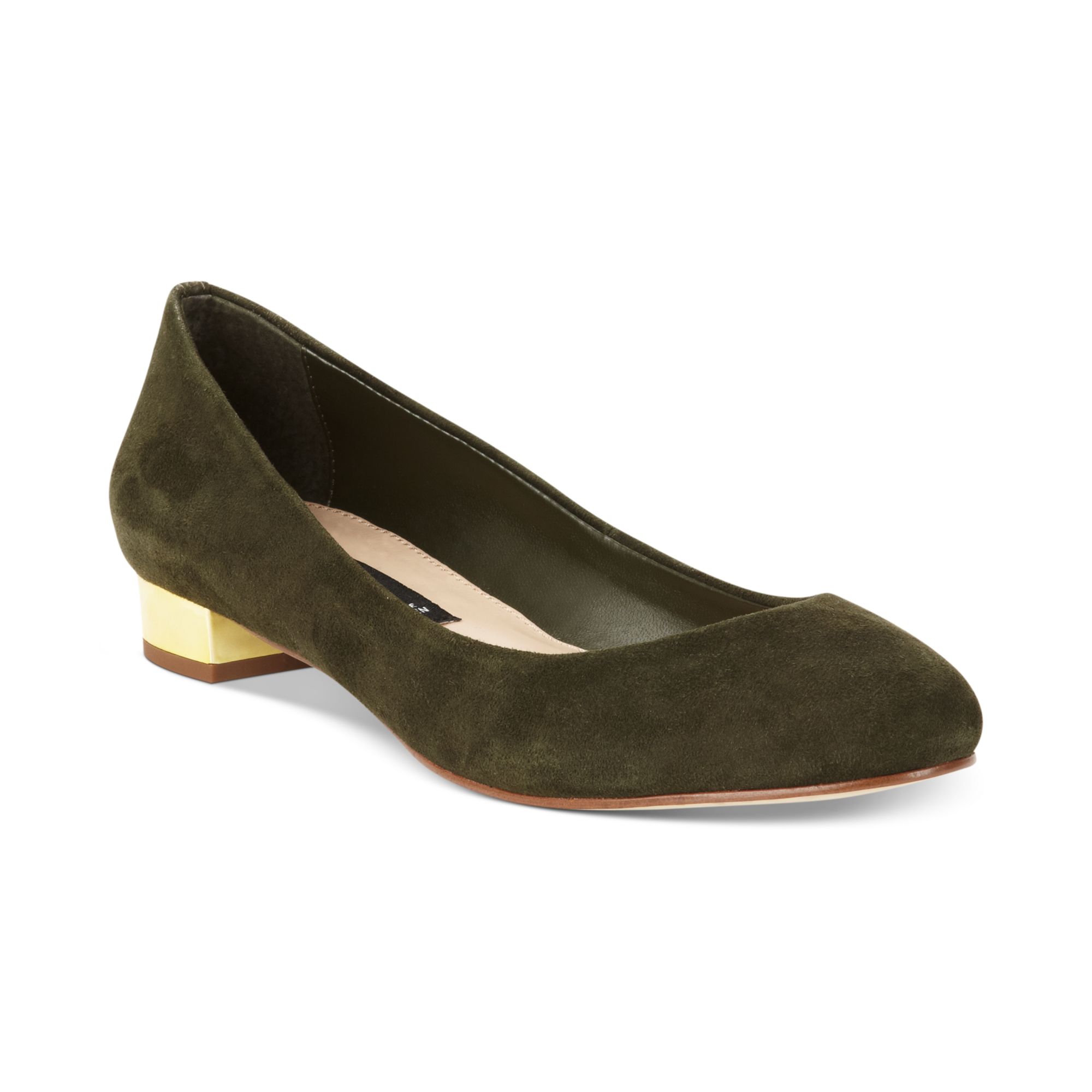 Steven By Steve Madden Paige Low Heel Pumps in Green (Olive Suede ...