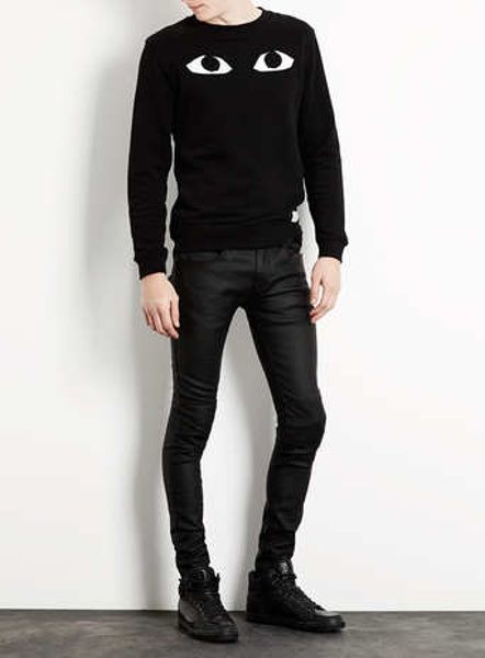 black leather look skinny jeans