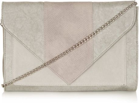 Topshop Large Envelope Clutch in White (Grey) - Lyst