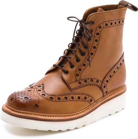 wingtip tan boots fred grenson