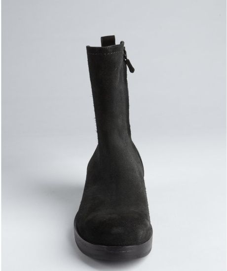 black block heel boots suede