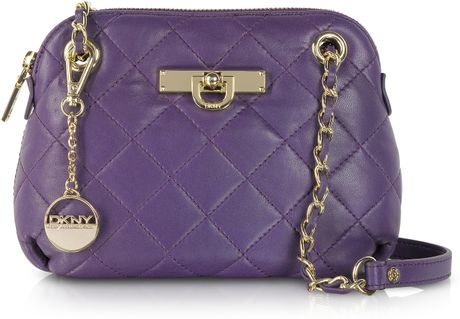 Dkny Small Round Quilted Leather Crossbody Bag in Purple | Lyst