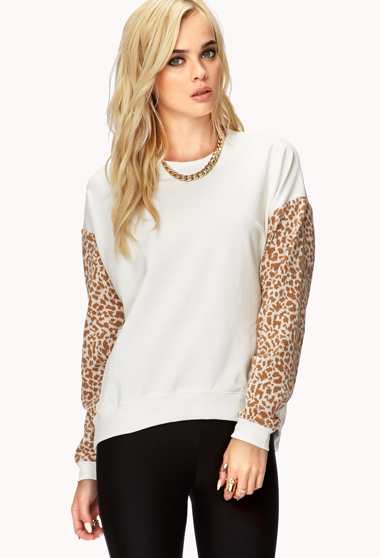 leopard sleeve sweatshirt
