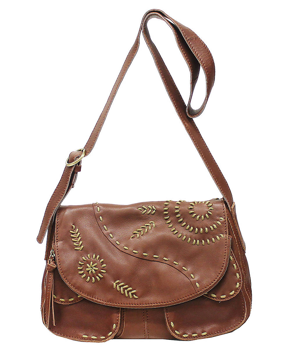 Lucky Brand Savannah Embroidered Leather Shoulder Bag in Brown (cognac) Lyst