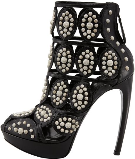 black booties with silver hardware