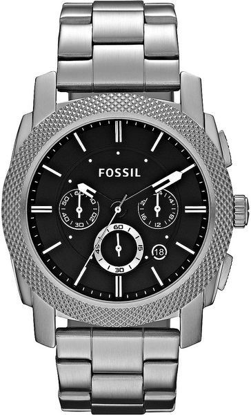 fossil chronograph silver dial men's watch