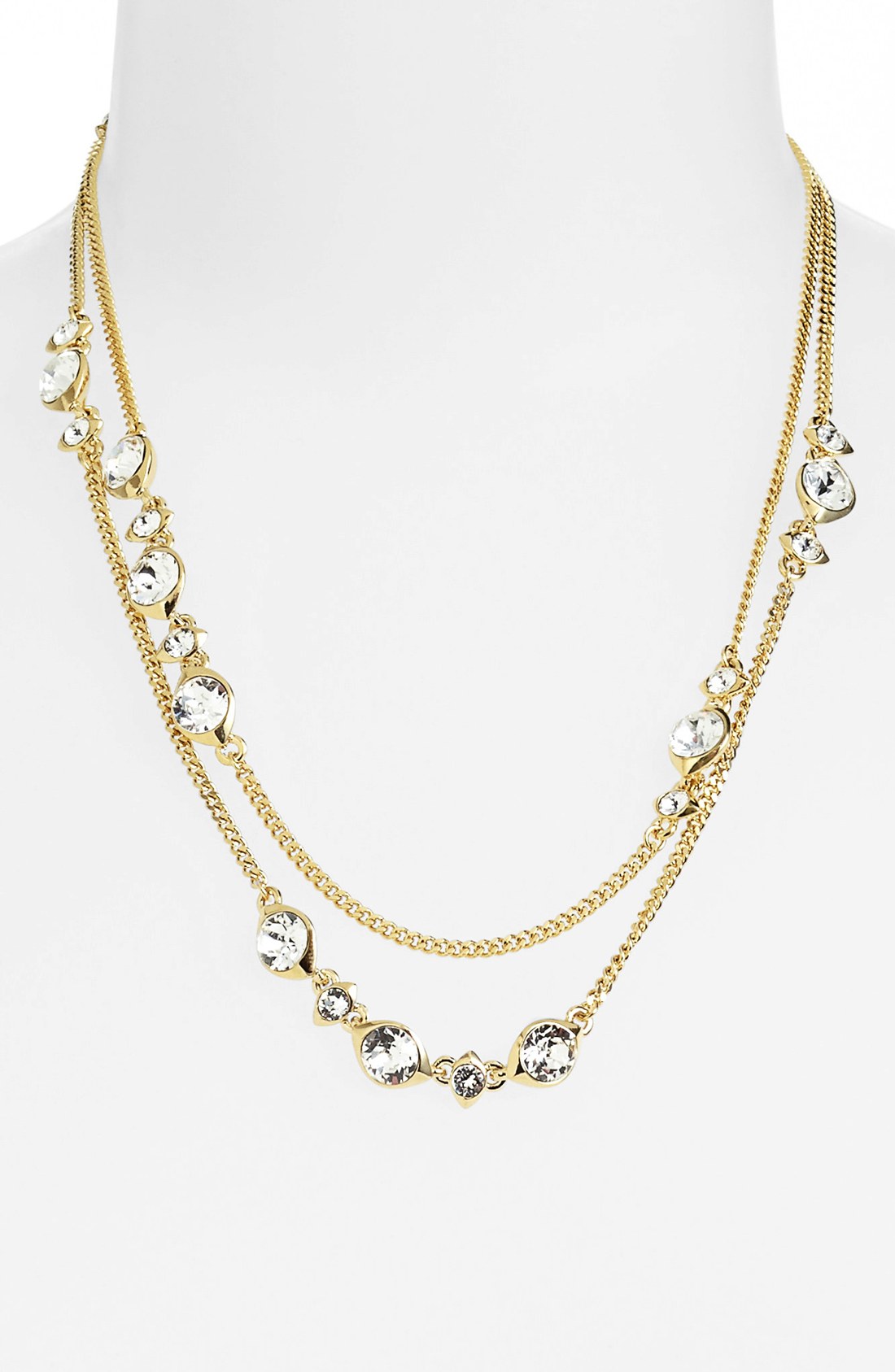 Givenchy Long Station Necklace in Gold (Gold/ Clear Crystal) Lyst