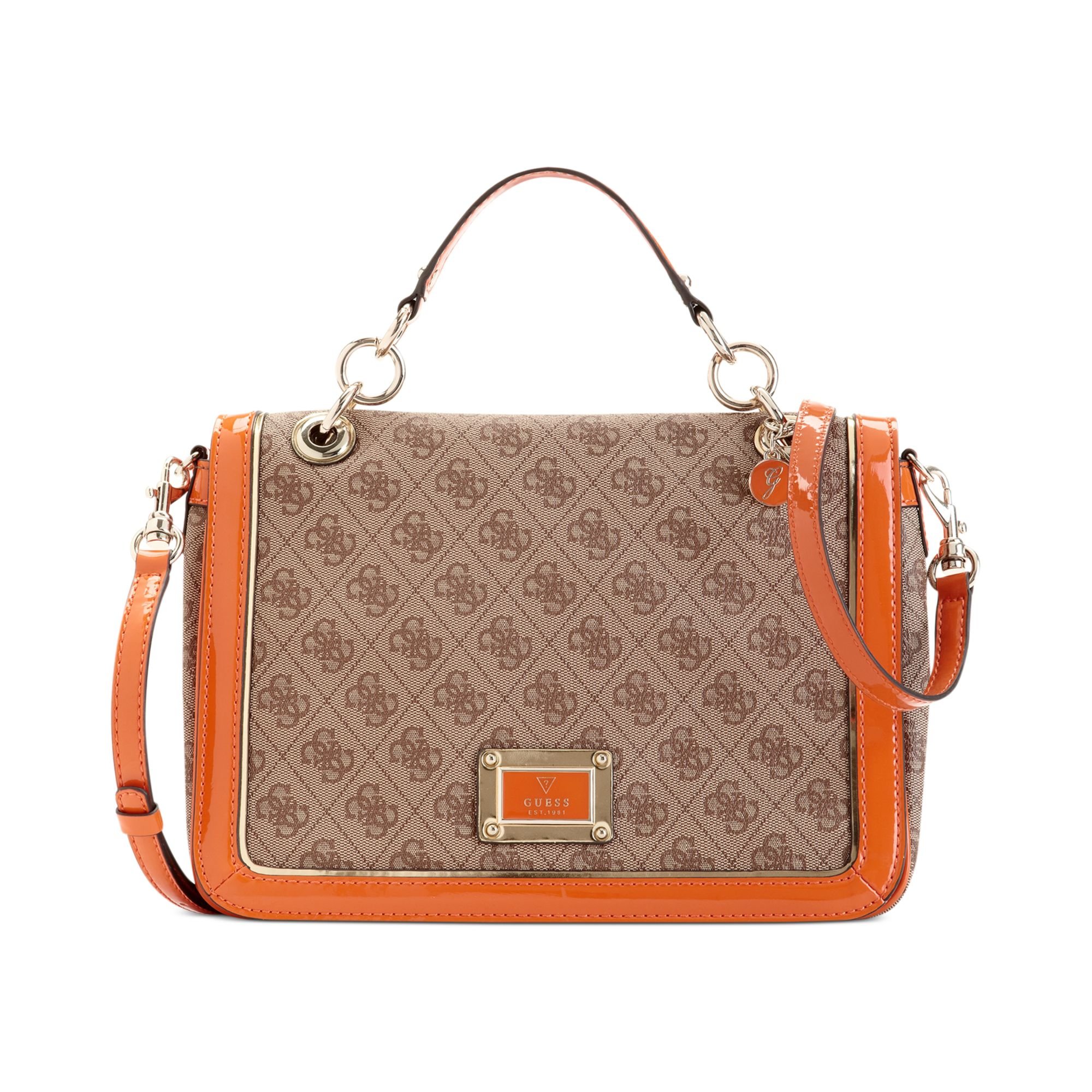 guess-guess-handbag-reama-top-handle-flap-shoulder-bag-in-orange-lyst