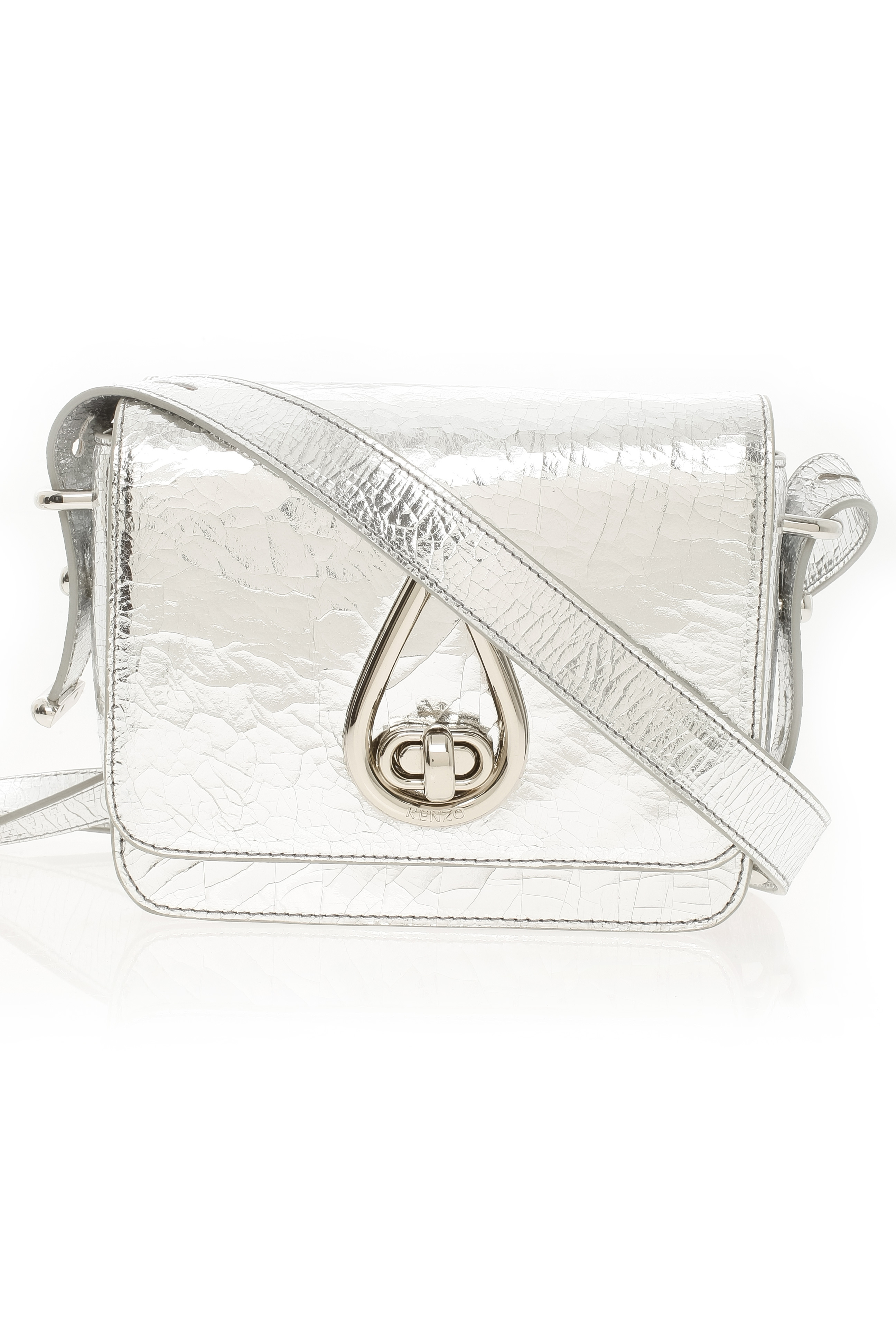 Kenzo Metallic Small Shoulder Bag in Silver Lyst