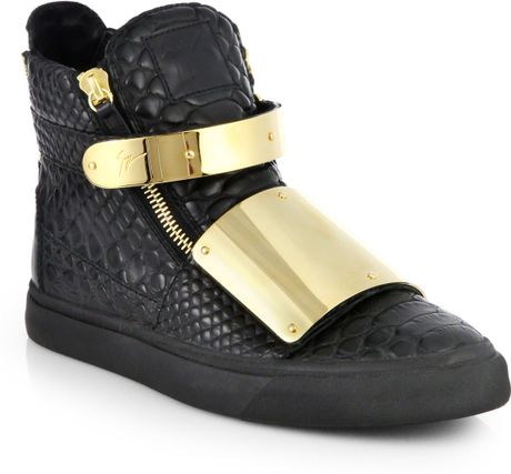 giuseppe zanotti croc embossed sneakers