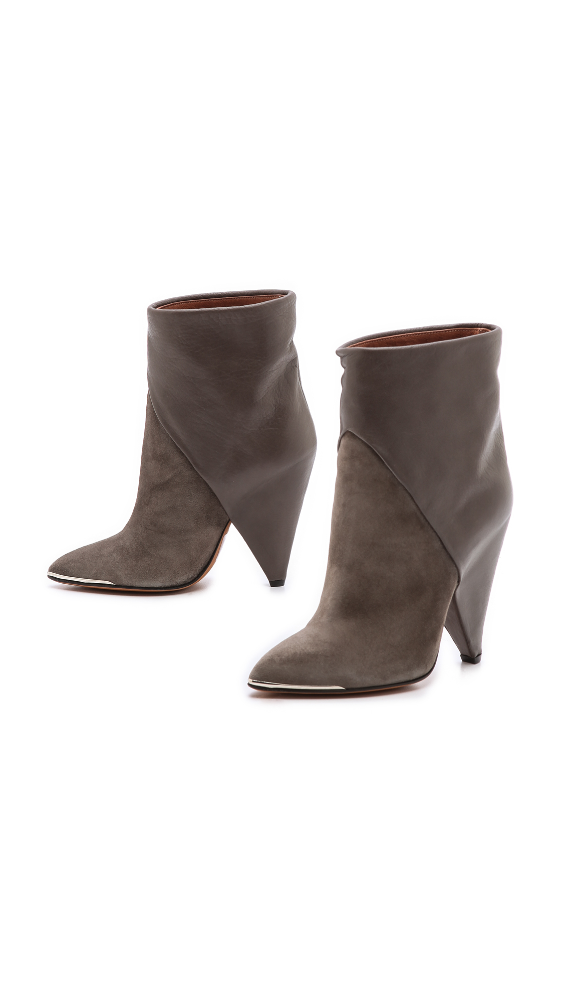 brown cone heel boots