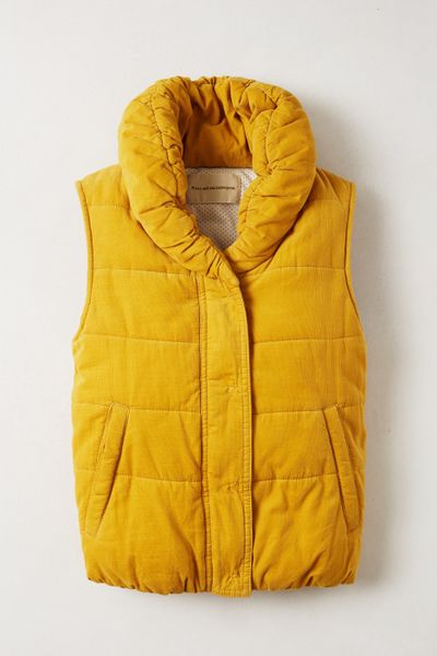 yellow corduroy puffer jacket