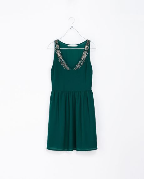 Zara V-Neck Dress in Green (Turquoise)