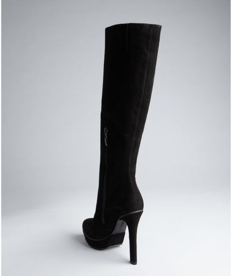 Alexandre Birman Black Suede Platform Knee High Boots in Black | Lyst