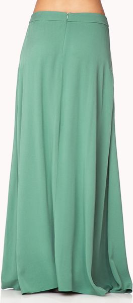 Forever 21 Pleated Maxi Skirt In Green Sea Green Lyst 4545