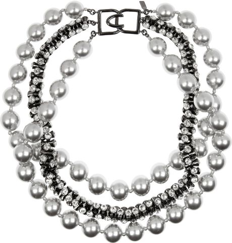 pearl necklace faux swarovski crystal gray kenneth jay lane jewelry