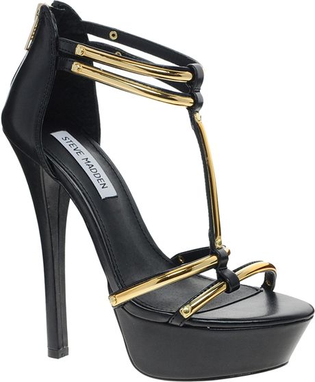 Steve Madden Bridget Platform Plated Sandals in Black | Lyst